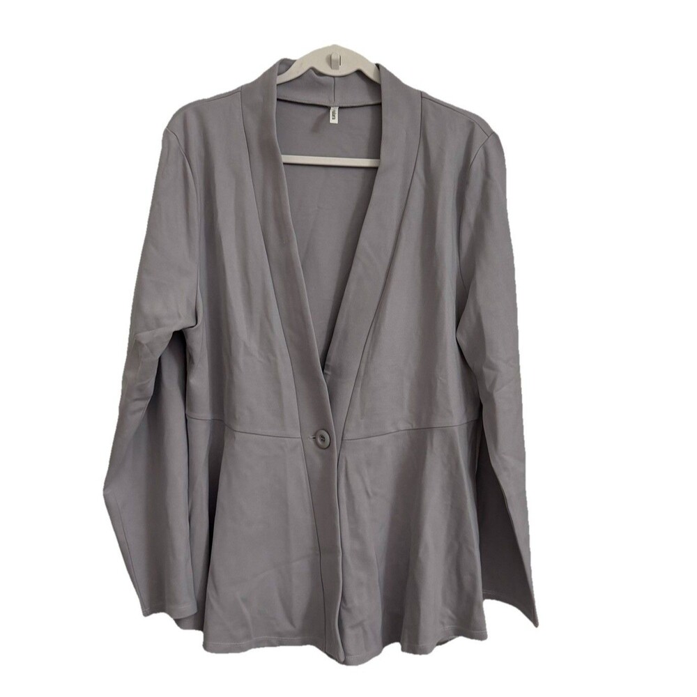 Halara SculptKnit Peplum Blazer Jacket XL Gray Single Button Stretch Work NWT